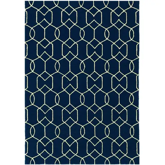 Navy Geometric Trellis Uv Treated Indoor Area Rug Photo 2