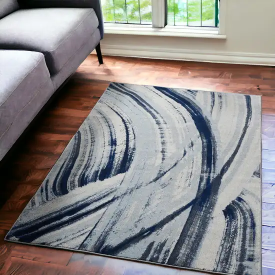 Blue Abstract Dhurrie Area Rug Photo 1