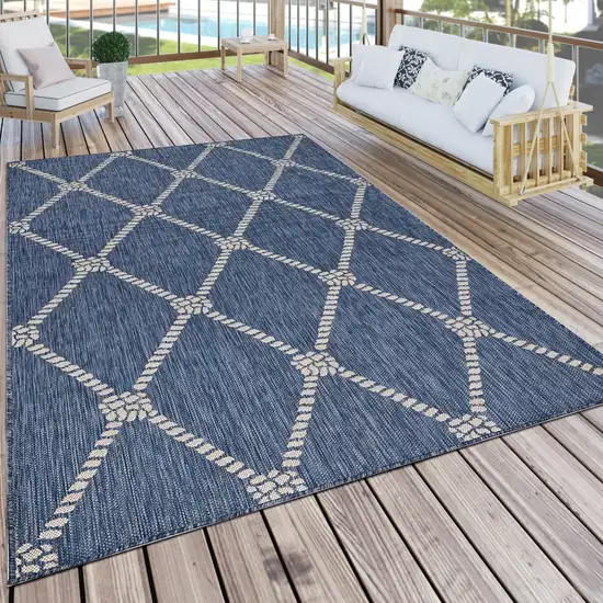 Navy Knot Indoor Outdoor Area Rug Photo 9