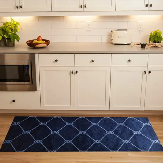 Navy Nautical Knots Washable Runner Rug Photo 3