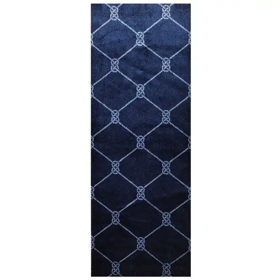 2' x 6' Navy Nautical Knots Washable Runner Rug Photo 1