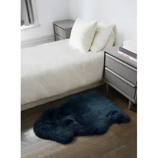 Navy New Zealand Natural Sheepskin Rug Photo 4