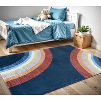 Photo of Navy Red and Orange Juvenile Rainbows Youthful Area Rug