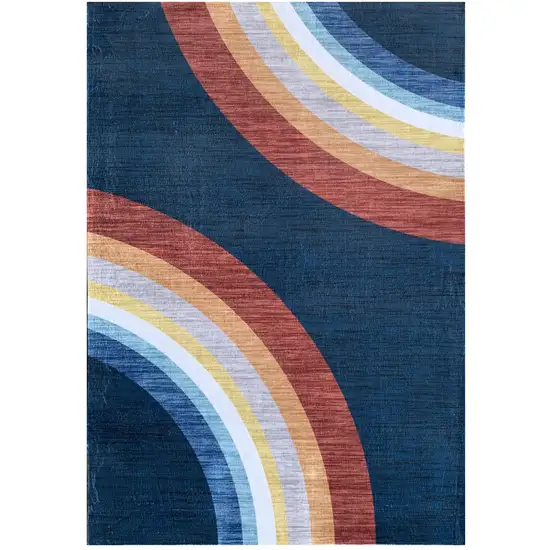 Navy Red and Orange Juvenile Rainbows Youthful Area Rug Photo 2