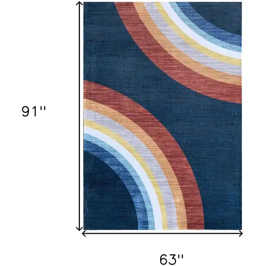 Navy Red and Orange Juvenile Rainbows Youthful Area Rug Photo 4