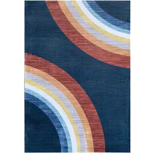 Photo of Navy Red and Orange Juvenile Rainbows Youthful Area Rug