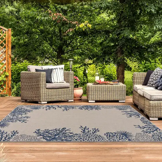 Navy Reef Border Indoor Outdoor Area Rug Photo 7