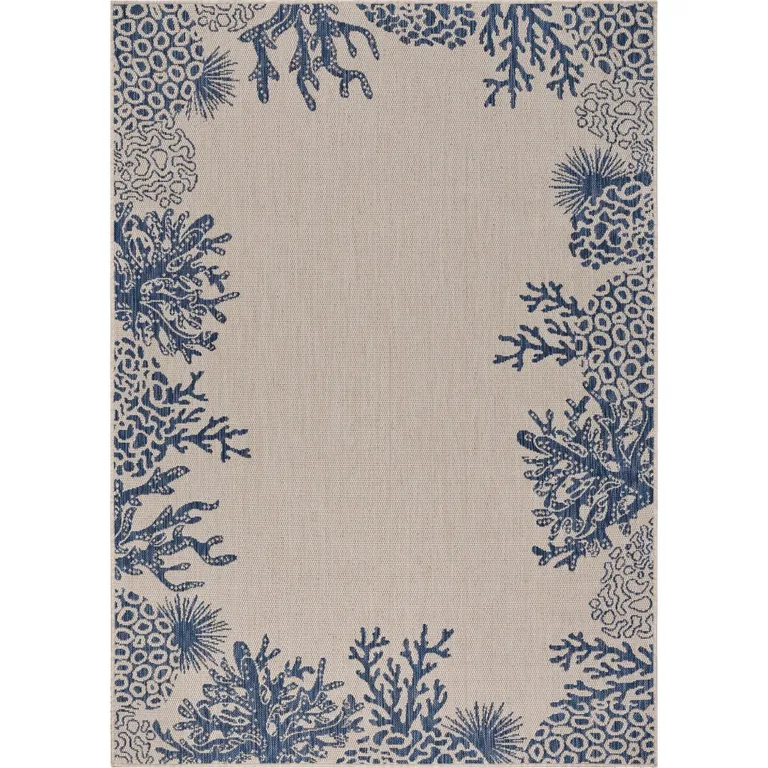 Navy Reef Border Indoor Outdoor Area Rug Photo 1