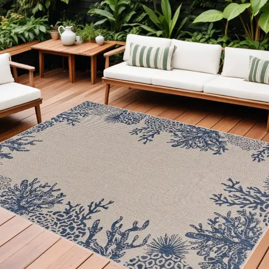 Blue And Gray Indoor Outdoor Area Rug Photo 1