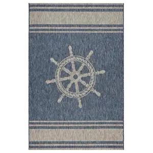 Photo of Navy Ship Helm Indoor Outdoor Area Rug