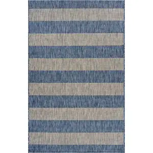 Photo of Navy Stripes Indoor Outdoor Area Rug