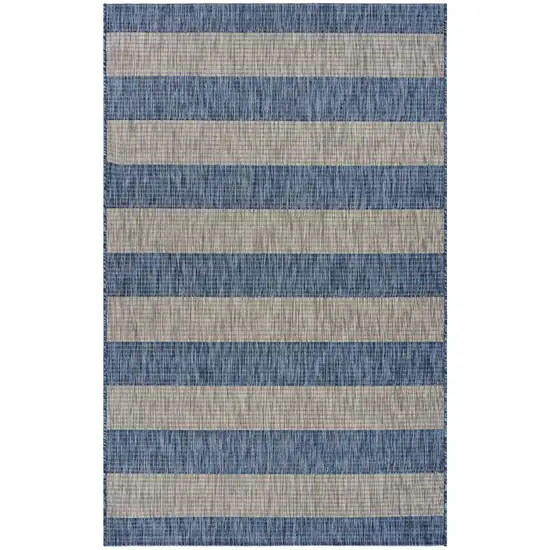 Navy Stripes Indoor Outdoor Area Rug Photo 11