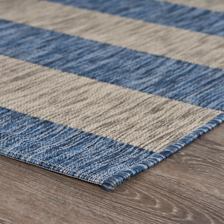 Navy Stripes Indoor Outdoor Area Rug Photo 5