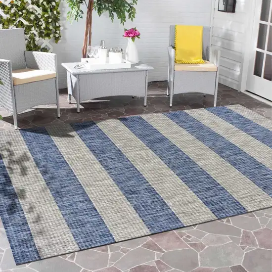 Navy Stripes Indoor Outdoor Area Rug Photo 8