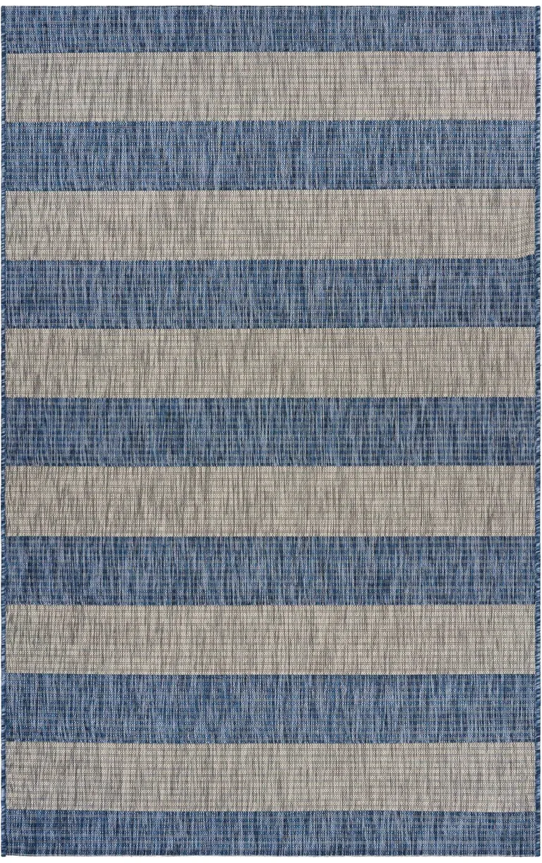 Navy Stripes Indoor Outdoor Area Rug Photo 4