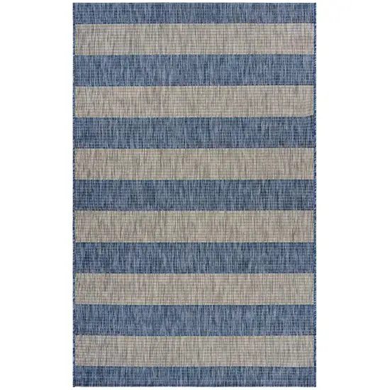 Navy Stripes Indoor Outdoor Area Rug Photo 4