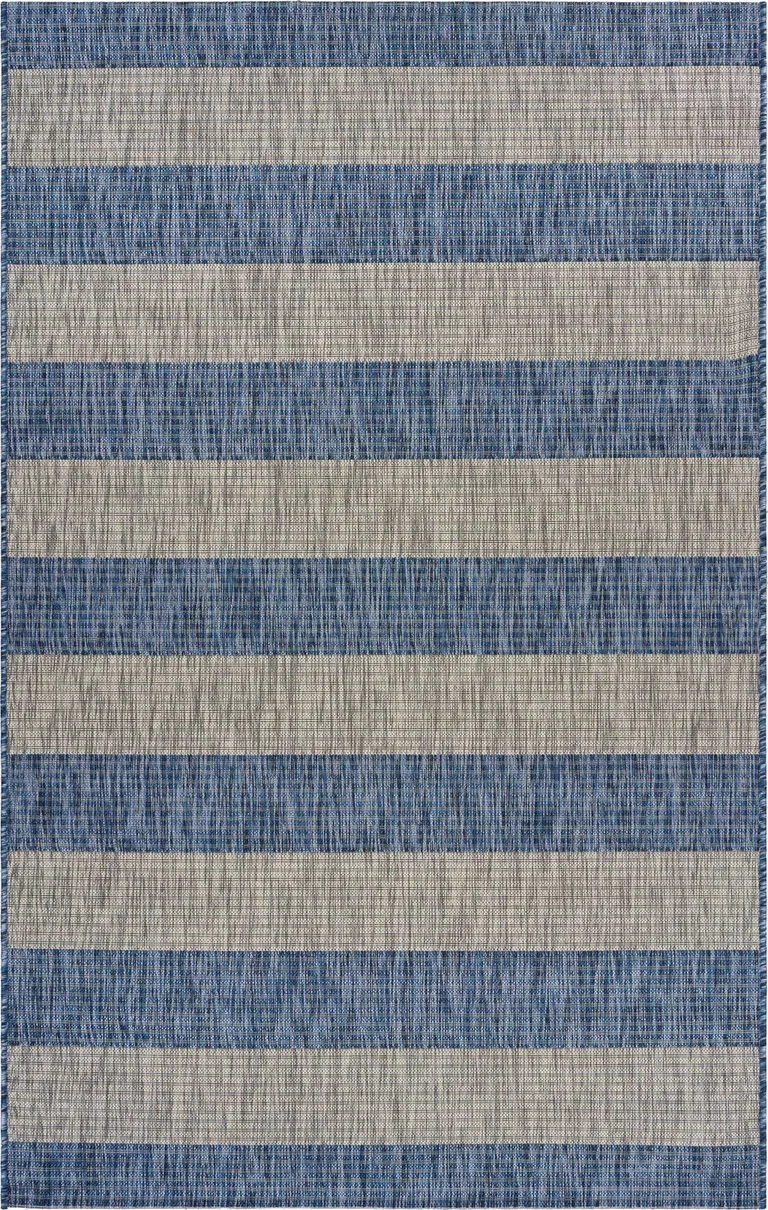 Navy Stripes Indoor Outdoor Area Rug Photo 1