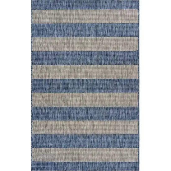 Navy Stripes Indoor Outdoor Area Rug Photo 1