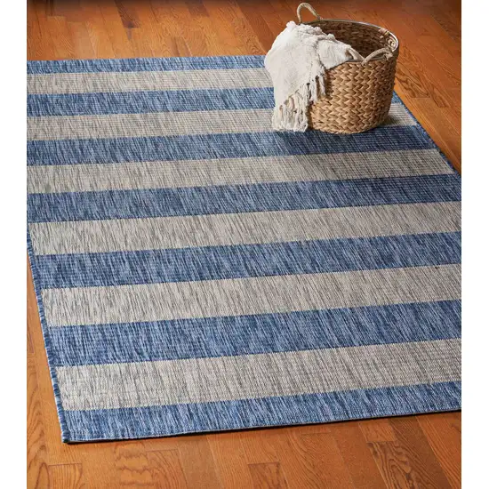 Navy Stripes Indoor Outdoor Area Rug Photo 7