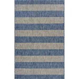 Photo of Navy Stripes Indoor Outdoor Scatter Rug