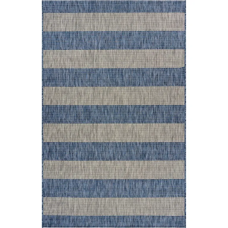 Navy Stripes Indoor Outdoor Scatter Rug Photo 1