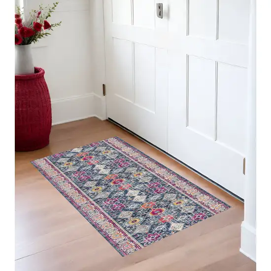 Blue and Ivory Oriental Area Rug Photo 1