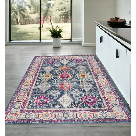 Navy Blue Oriental Dhurrie Area Rug Photo 1