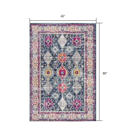 Navy Traditional Decorative Area Rug Photo 1