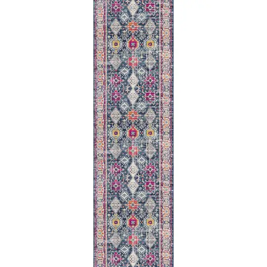 Navy Traditional Decorative Runner Rug Photo 3