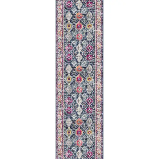 Navy Traditional Decorative Runner Rug Photo 4