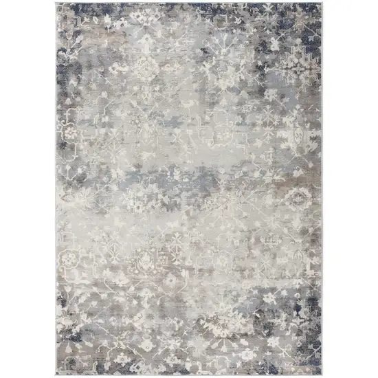 Navy And Beige Distressed Vines Area Rug Photo 7