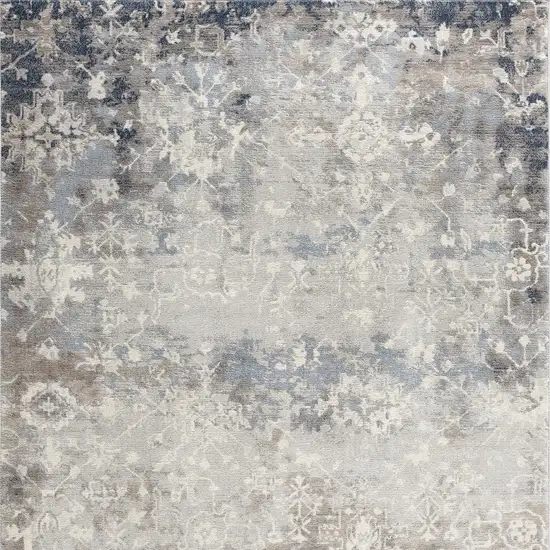 Navy And Beige Distressed Vines Area Rug Photo 6