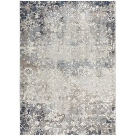 Navy and Beige Distressed Vines Area Rug Photo 6