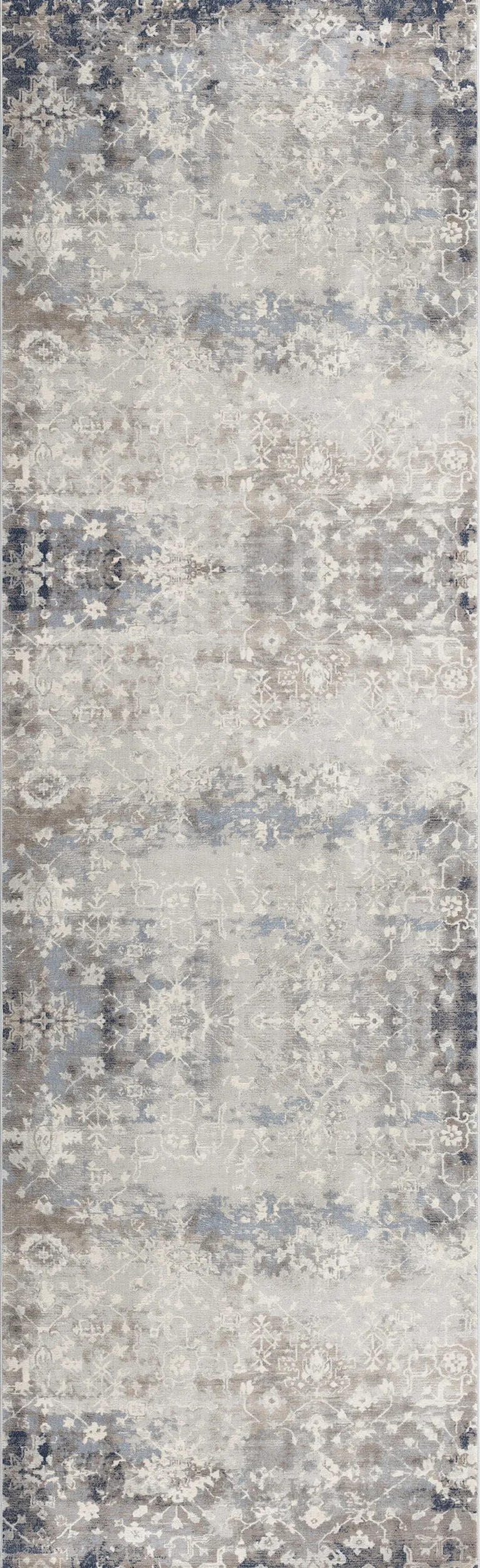 Navy and Beige Distressed Vines Area Rug Photo 5