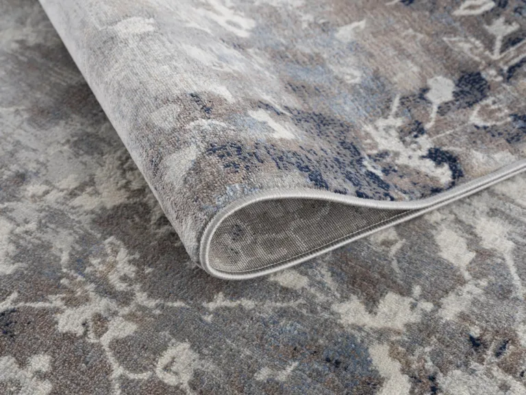 Navy and Beige Distressed Vines Area Rug Photo 2