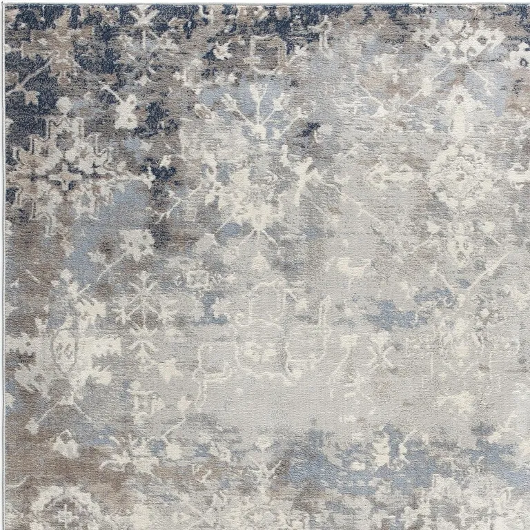 Navy and Beige Distressed Vines Area Rug Photo 3