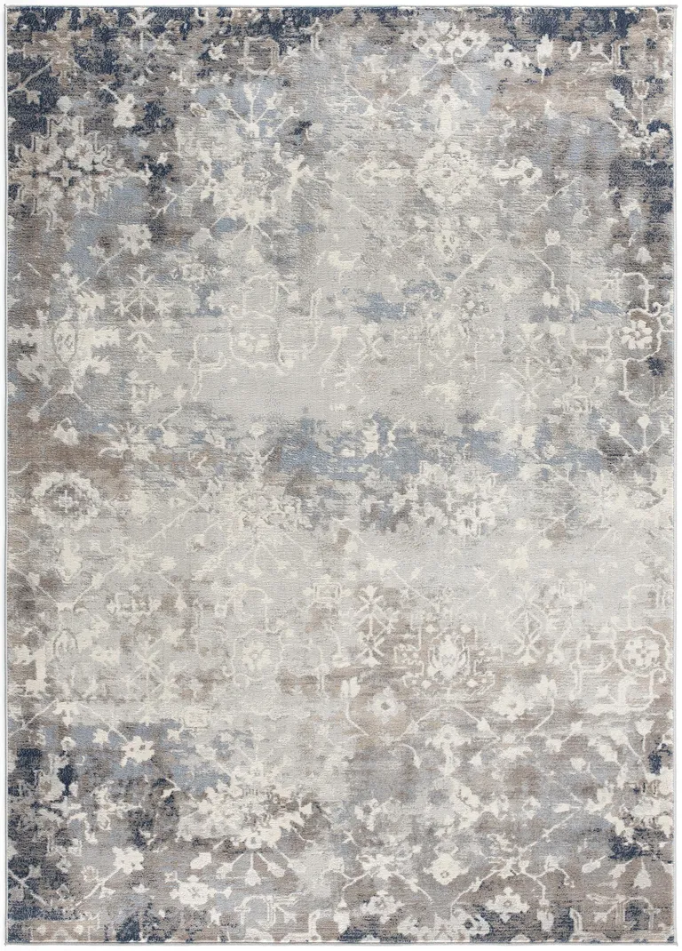 Navy and Beige Distressed Vines Area Rug Photo 4