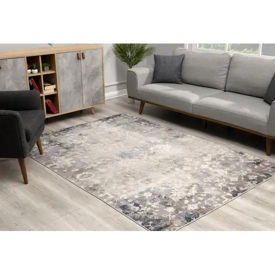 Navy and Beige Distressed Vines Area Rug Photo 6