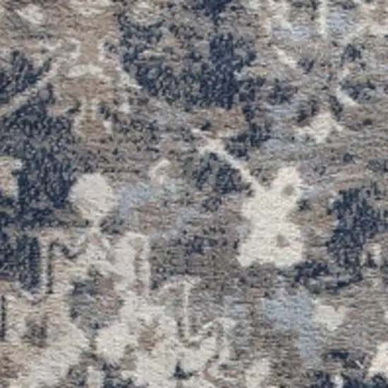 Navy and Beige Distressed Vines Runner Rug Photo 6