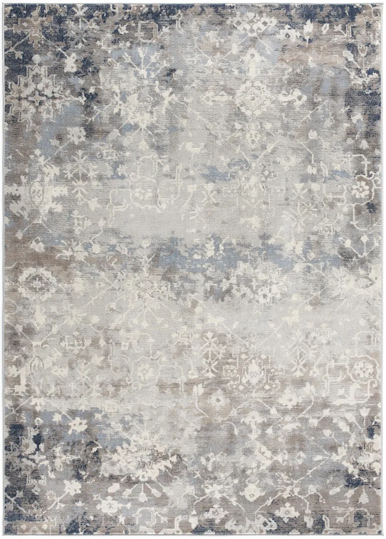 Navy and Beige Distressed Vines Scatter Rug Photo 3