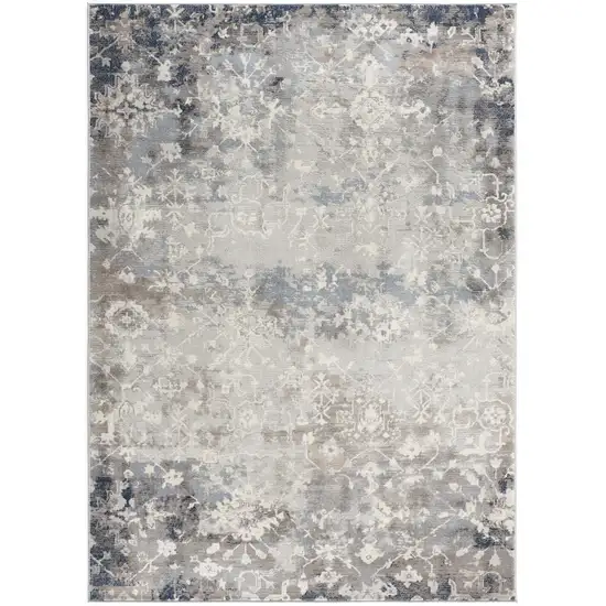 Navy and Beige Distressed Vines Scatter Rug Photo 3