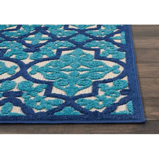 Navy and Beige Trellis Indoor Outdoor Area Rug Photo 4