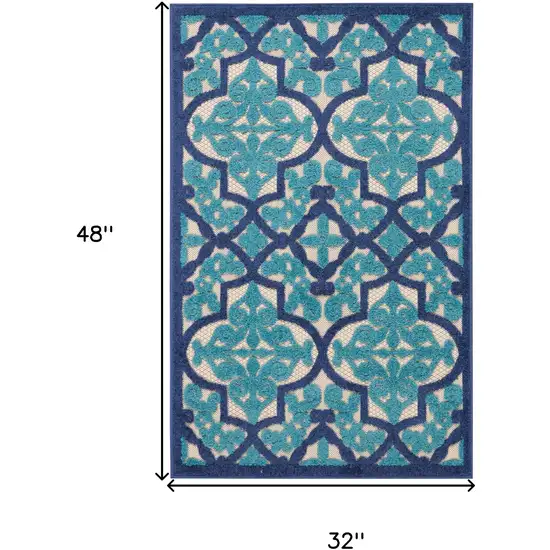 Blue And Ivory Moroccan Indoor Outdoor Area Rug Photo 8