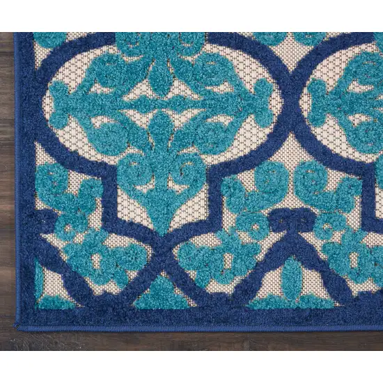 Blue And Ivory Moroccan Indoor Outdoor Area Rug Photo 2