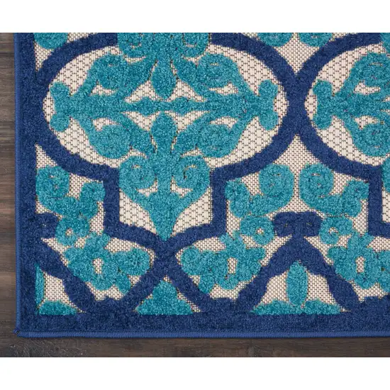 Navy and Beige Trellis Indoor Outdoor Area Rug Photo 2