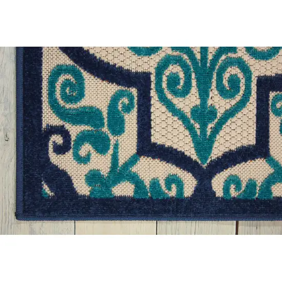 Navy and Beige Trellis Indoor Outdoor Area Rug Photo 2