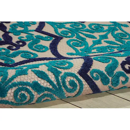 Blue And Ivory Moroccan Indoor Outdoor Area Rug Photo 6