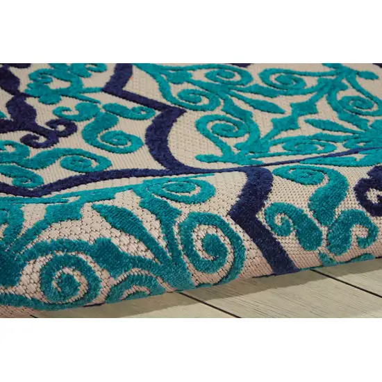 Blue And Ivory Moroccan Indoor Outdoor Area Rug Photo 7