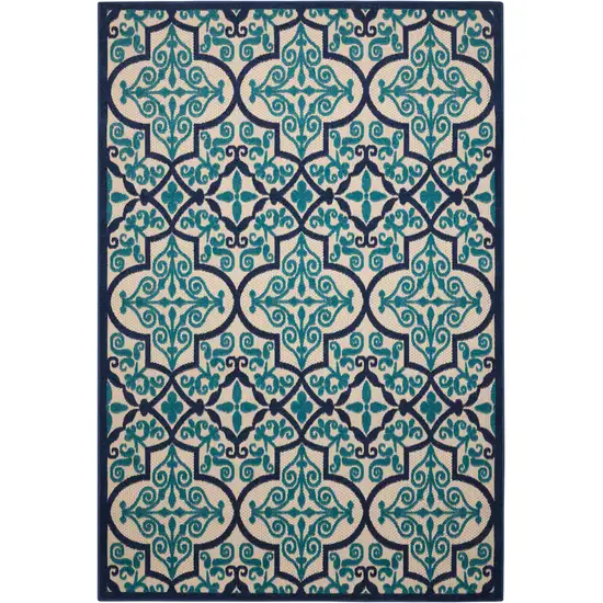 Blue And Ivory Moroccan Indoor Outdoor Area Rug Photo 1