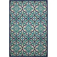 Photo of Navy and Beige Trellis Indoor Outdoor Area Rug